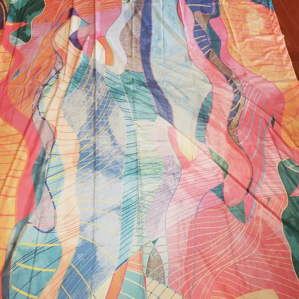Large Abstract Coral Pink Fabric Panel Wall Hanging Tapestry Boho Decor Art NWOT
